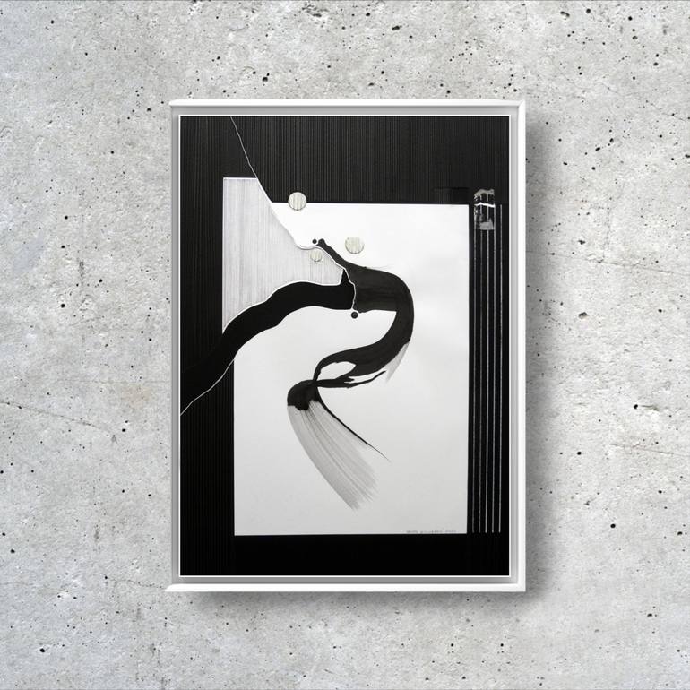 Original Black & White Abstract Collage by Vesna Kolobarić