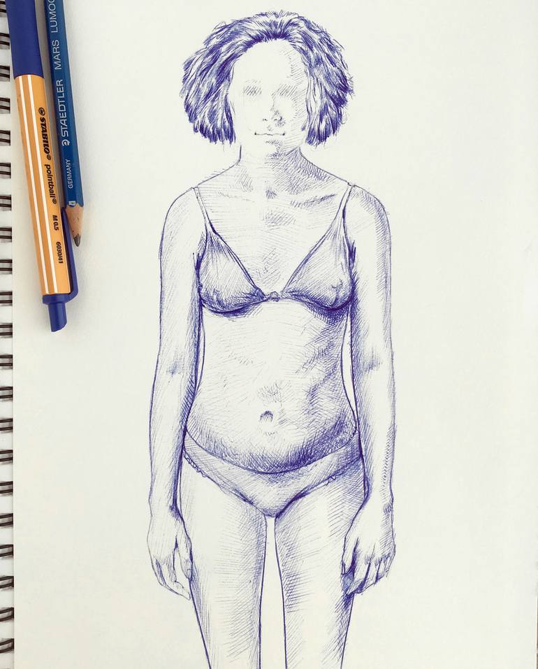 Original Illustration Nude Drawing by Dario Moschetta