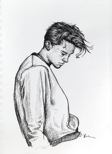 Original Figurative Portrait Drawings by Dario Moschetta