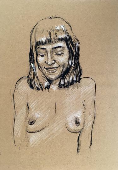 Original Portraiture Nude Drawings by Dario Moschetta