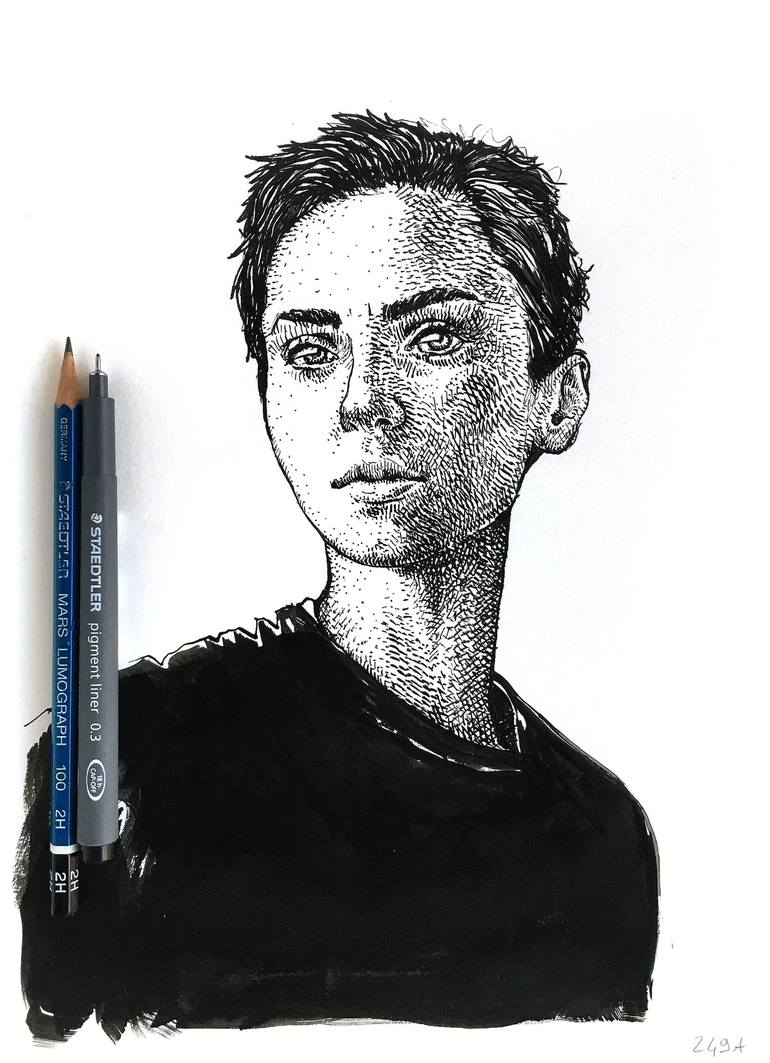 Original Portrait Drawing by Dario Moschetta