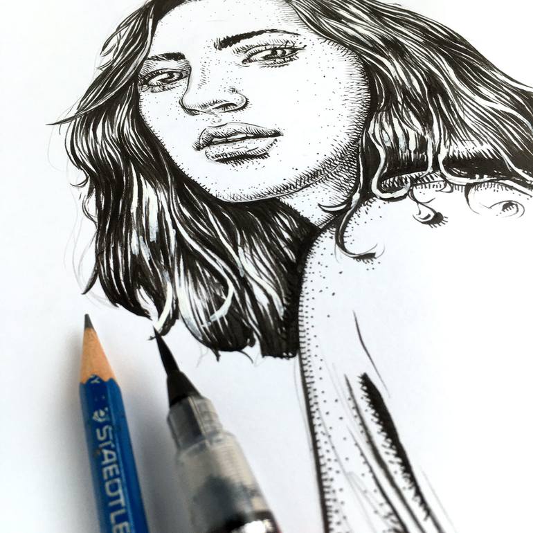 Original Portrait Drawing by Dario Moschetta