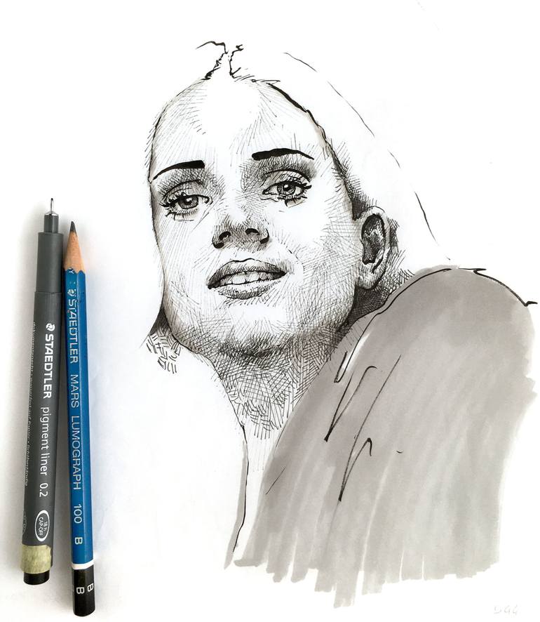 Original Portraiture Portrait Drawing by Dario Moschetta