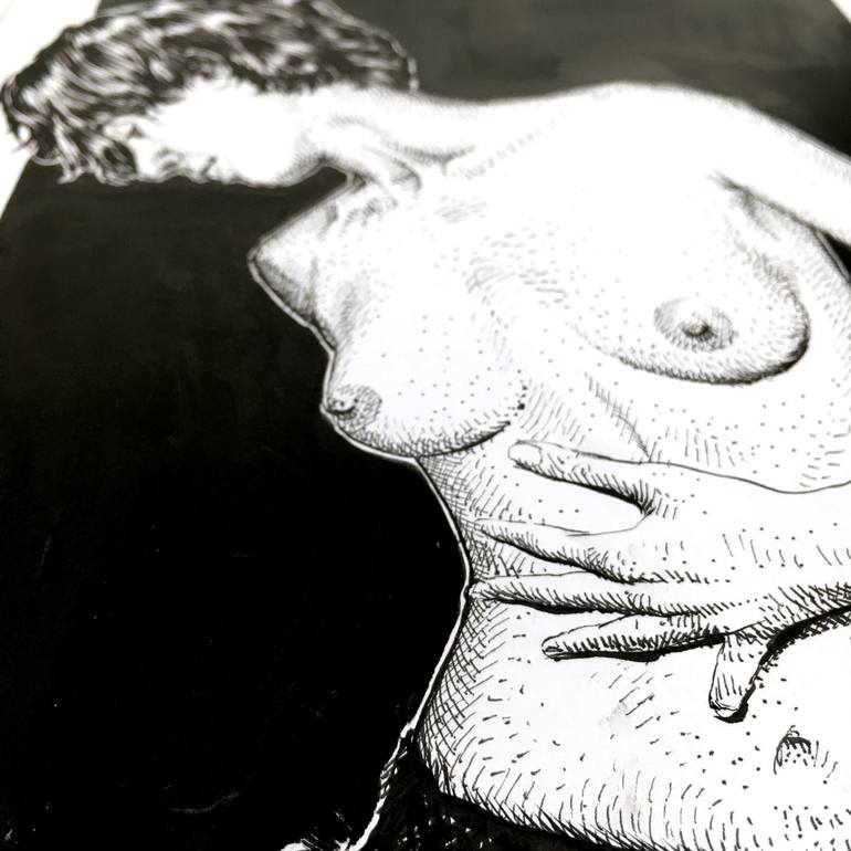 Original Portraiture Erotic Drawing by Dario Moschetta