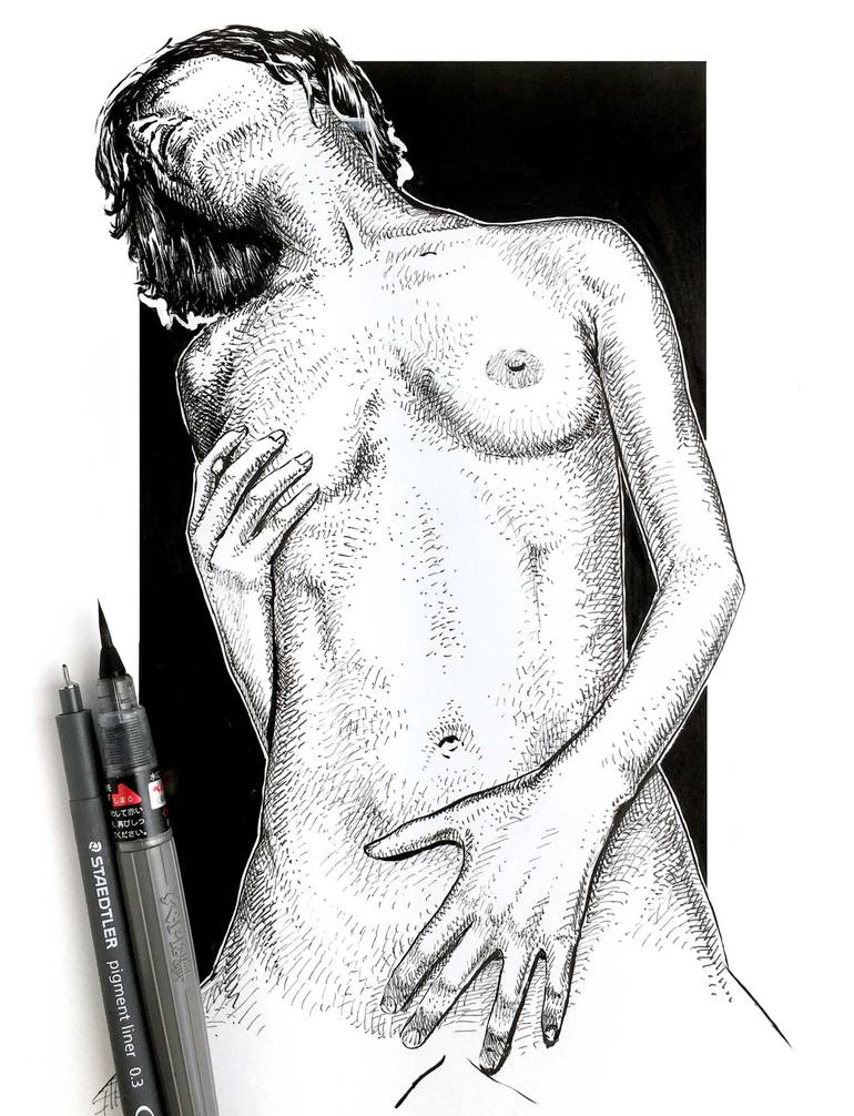 Original Modern Erotic Drawing by Dario Moschetta