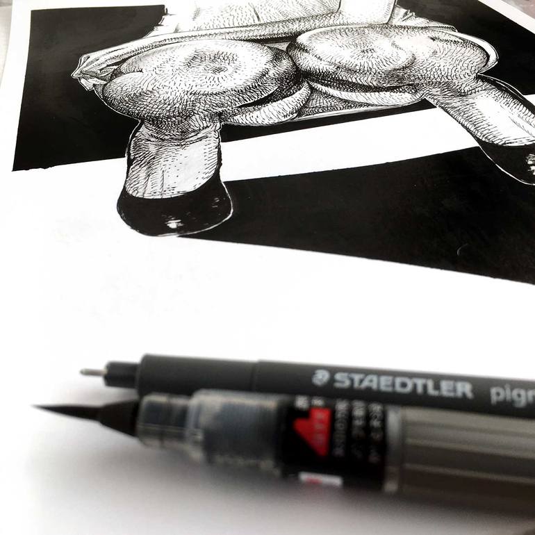 Original Figurative Erotic Drawing by Dario Moschetta