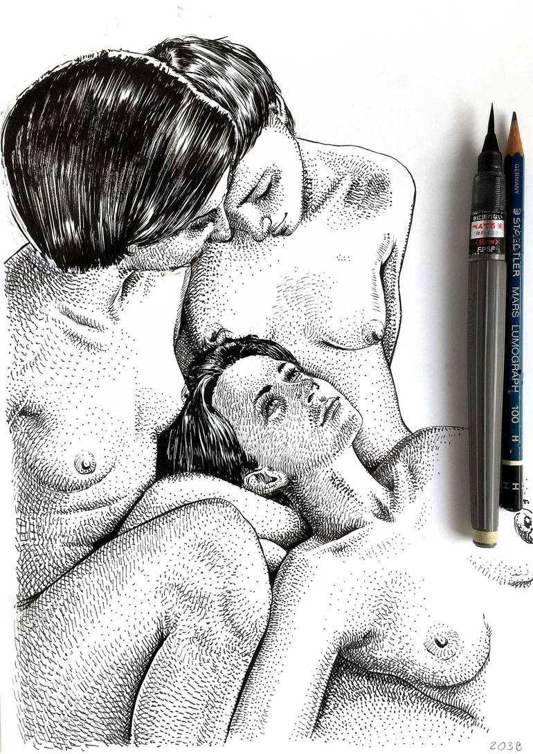 Original Illustration Erotic Drawing by Dario Moschetta