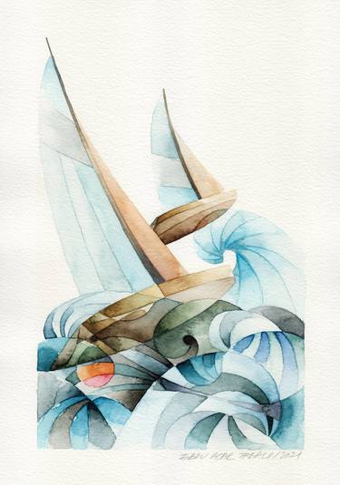 Print of Cubism Yacht Paintings by Ebru Acar Taralp