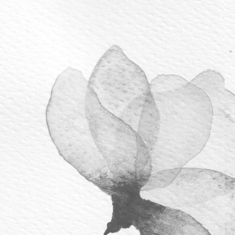 Original Black & White Floral Painting by Ebru Acar Taralp