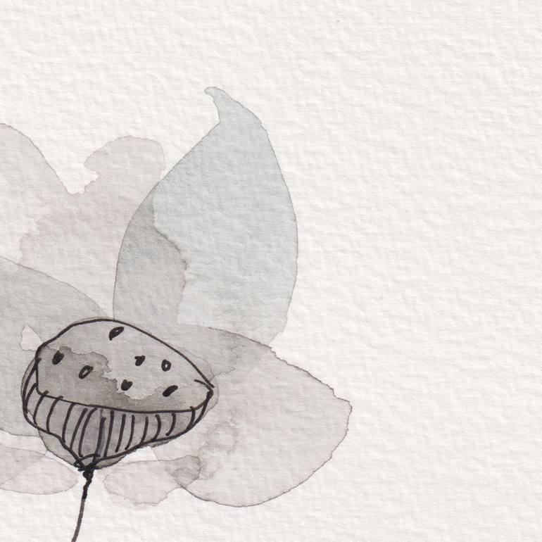 Original Black & White Floral Painting by Ebru Acar Taralp