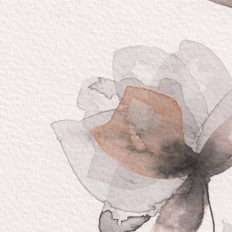 Original Black & White Floral Painting by Ebru Acar Taralp