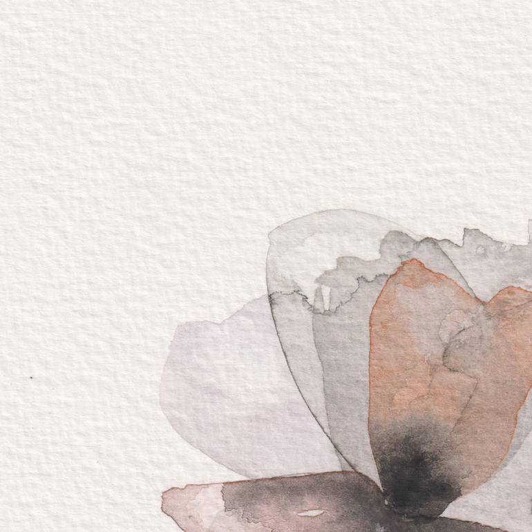 Original Black & White Floral Painting by Ebru Acar Taralp