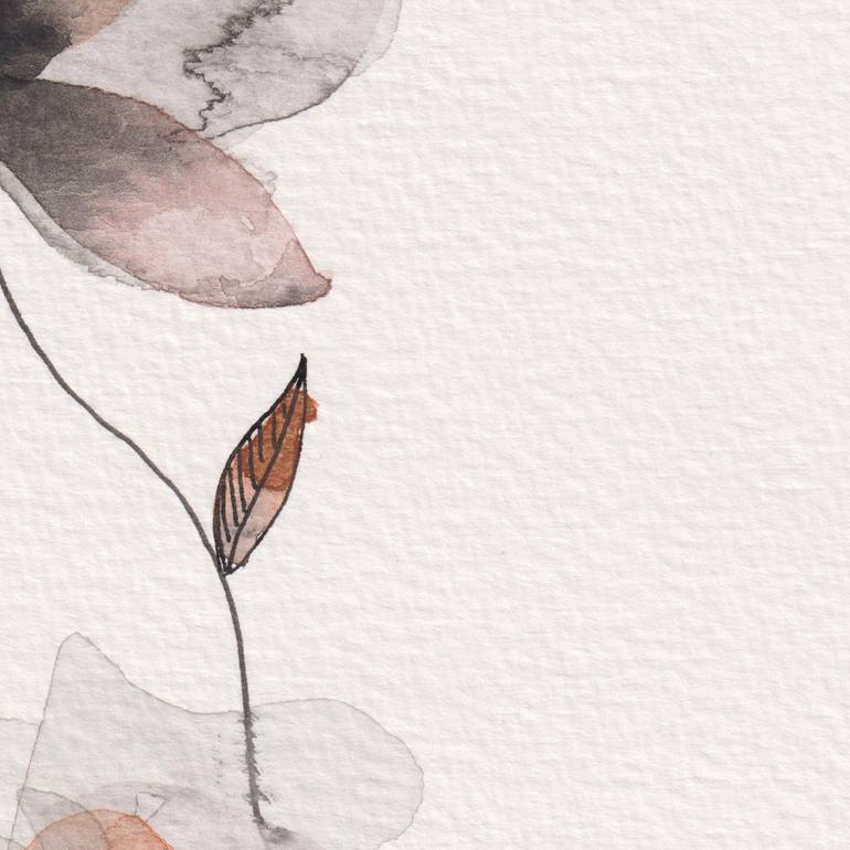 Original Black & White Floral Painting by Ebru Acar Taralp