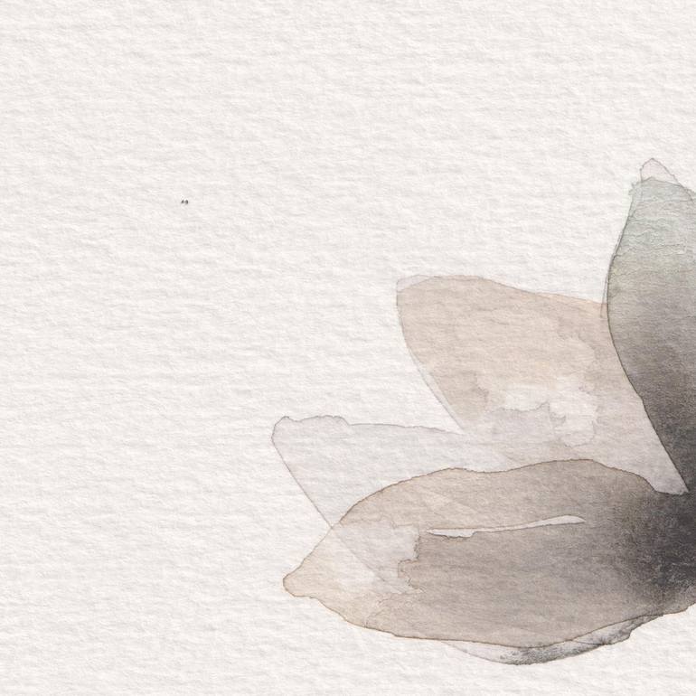 Original Black & White Floral Painting by Ebru Acar Taralp