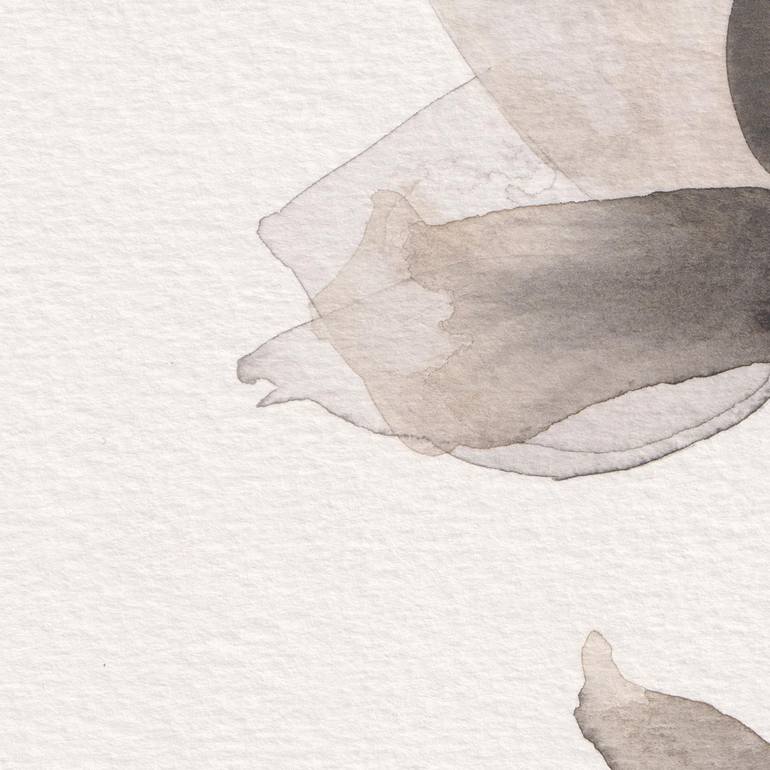 Original Black & White Floral Painting by Ebru Acar Taralp