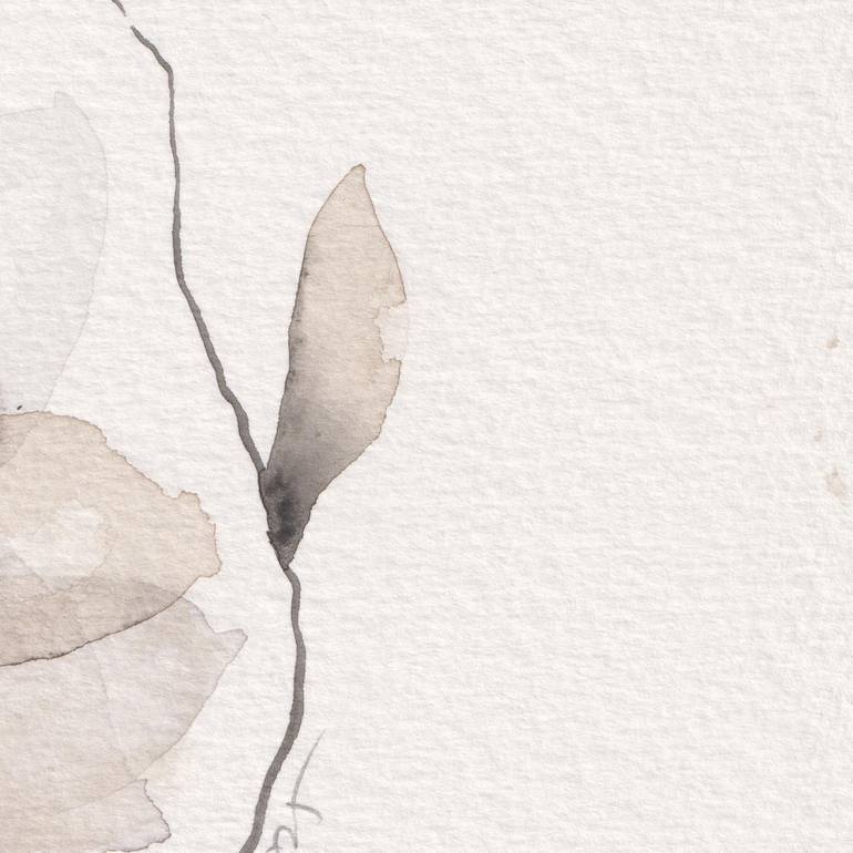 Original Black & White Floral Painting by Ebru Acar Taralp