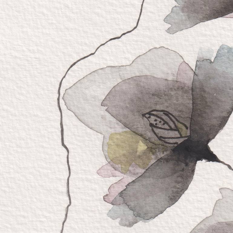 Original Black & White Garden Painting by Ebru Acar Taralp