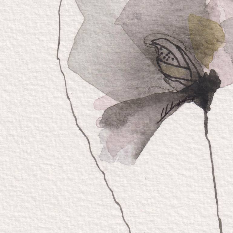 Original Black & White Garden Painting by Ebru Acar Taralp