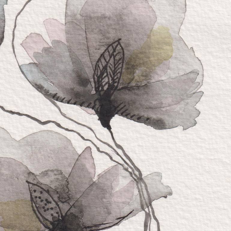 Original Black & White Garden Painting by Ebru Acar Taralp