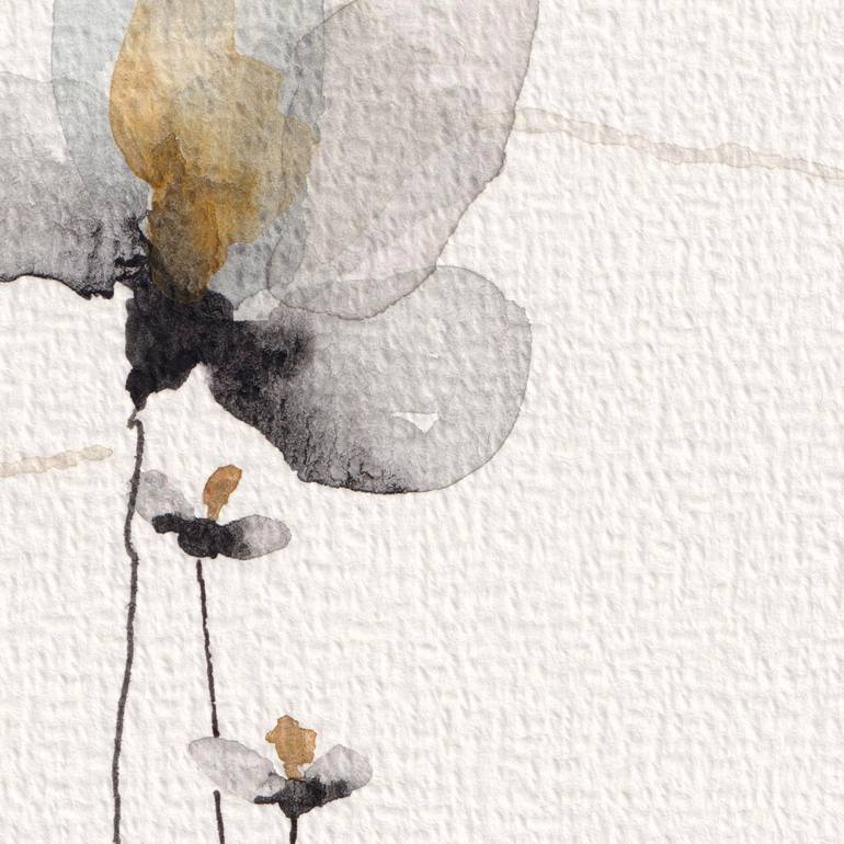 Original Black & White Floral Painting by Ebru Acar Taralp