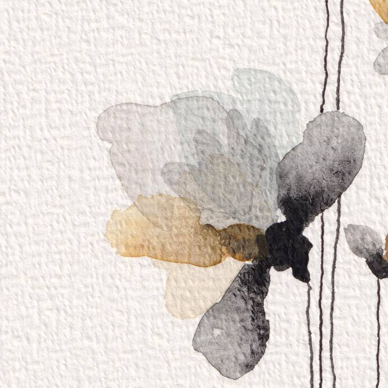 Original Black & White Floral Painting by Ebru Acar Taralp
