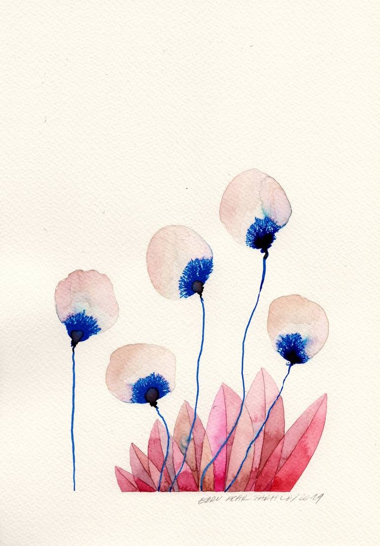 Blue Allium Painting by Ebru Acar Taralp | Saatchi Art