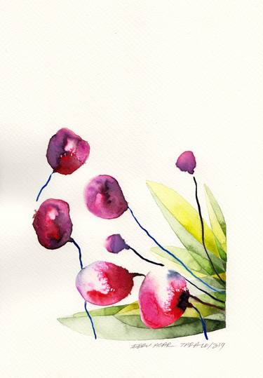 Print of Abstract Expressionism Floral Paintings by Ebru Acar Taralp