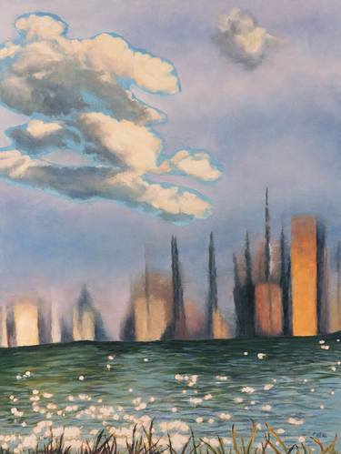 Print of Surrealism Cities Paintings by Patty Neal