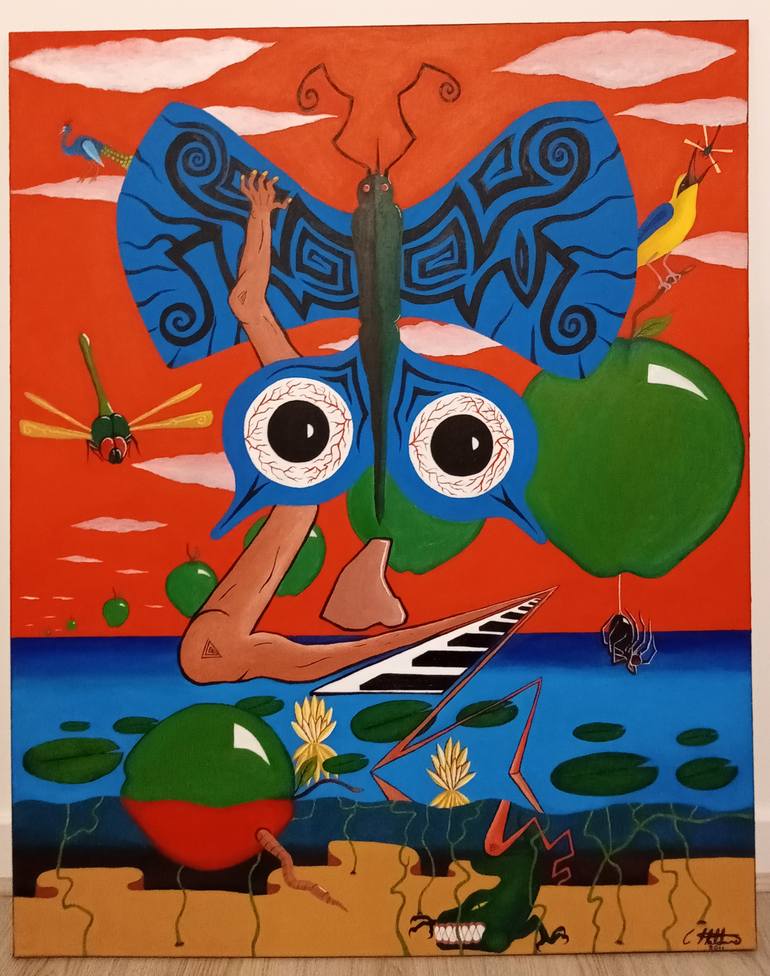 Original Surrealism Abstract Painting by C Haldane
