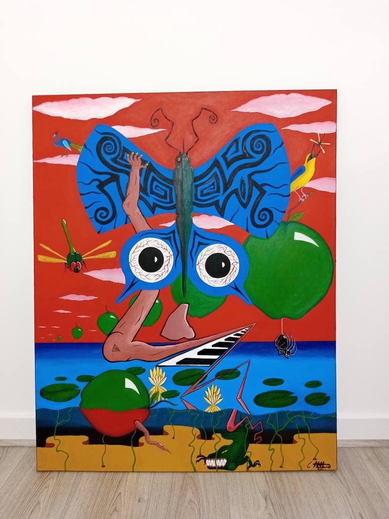 Original Surrealism Abstract Painting by C Haldane