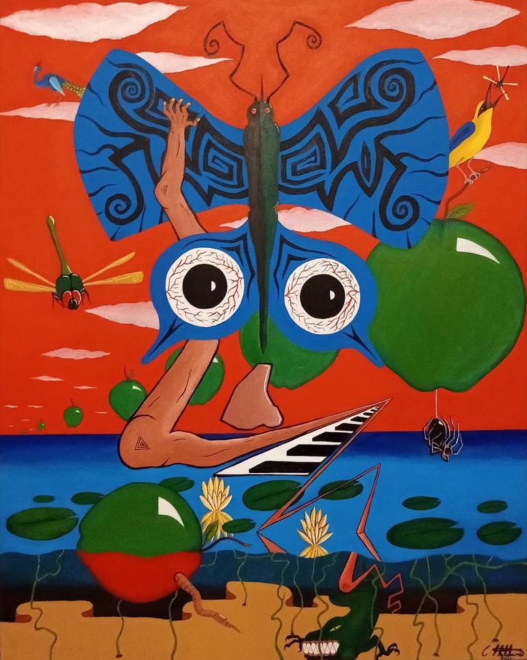 Original Surrealism Abstract Painting by C Haldane