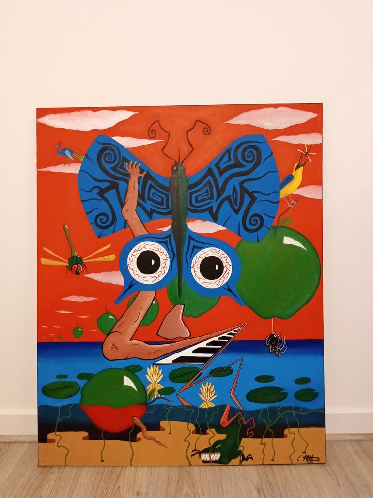 Original Surrealism Abstract Painting by C Haldane