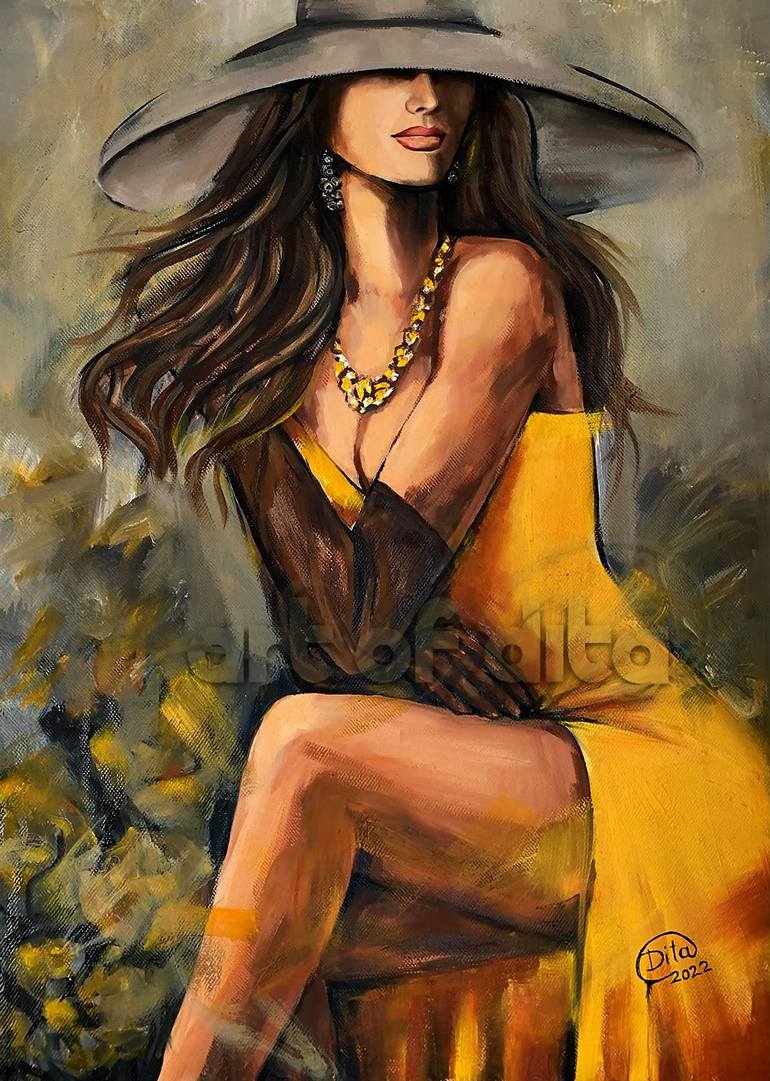 Yellow Dress Painting By Dita Omuri Saatchi Art