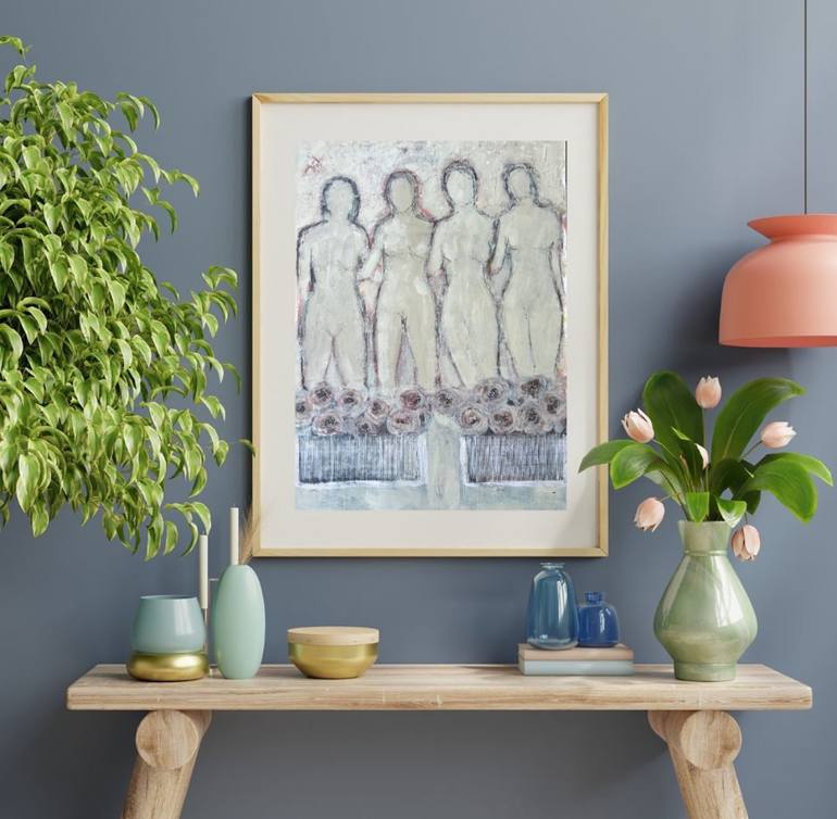 Original Abstract Expressionism Women Painting by Raja Oshi