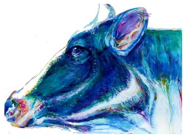 Original Expressionism Cows Paintings by Dana Gardner-Clark