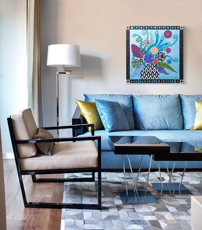 Original Abstract Floral Painting by Lynn Hughes