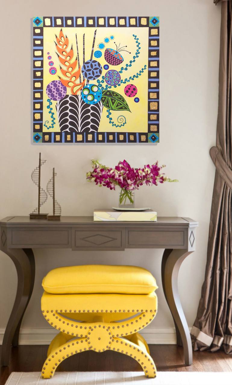Original Abstract Floral Painting by Lynn Hughes