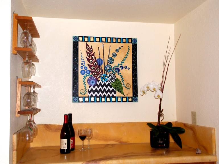 Original Abstract Floral Painting by Lynn Hughes