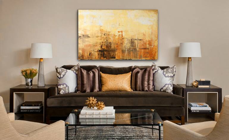 Original Abstract Cities Painting by Lynn Hughes