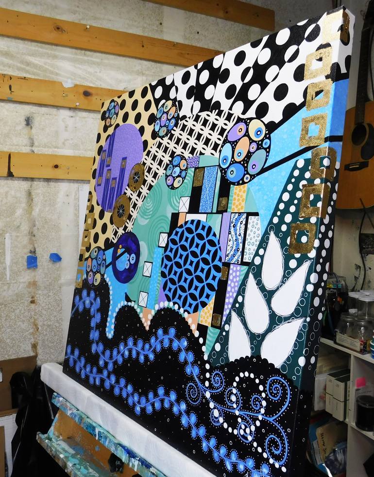 Original Modernism Abstract Painting by Lynn Hughes