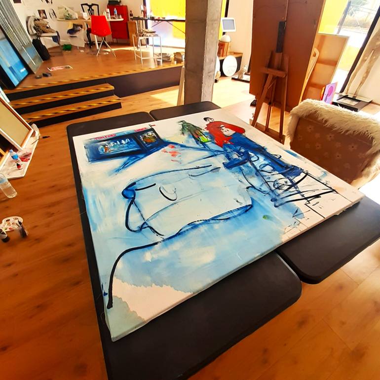 Original Expressionism People Painting by Roberto Gutiérrez Currás