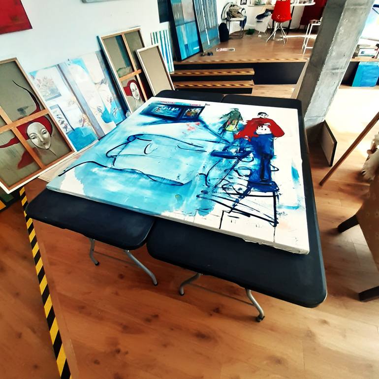 Original Expressionism People Painting by Roberto Gutiérrez Currás