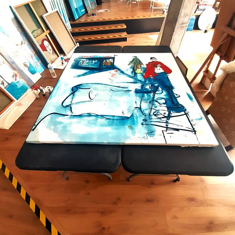 Original Expressionism People Painting by Roberto Gutiérrez Currás
