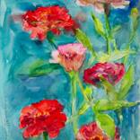 Zinnias #1 Watercolor from life by Daria Yablon-Soloviova