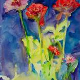 Zinnias #2 Watercolor from life by Daria Yablon-Soloviova