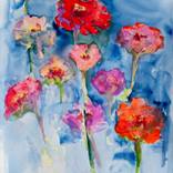 Zinnias #3 Watercolor from life by Daria Yablon-Soloviova