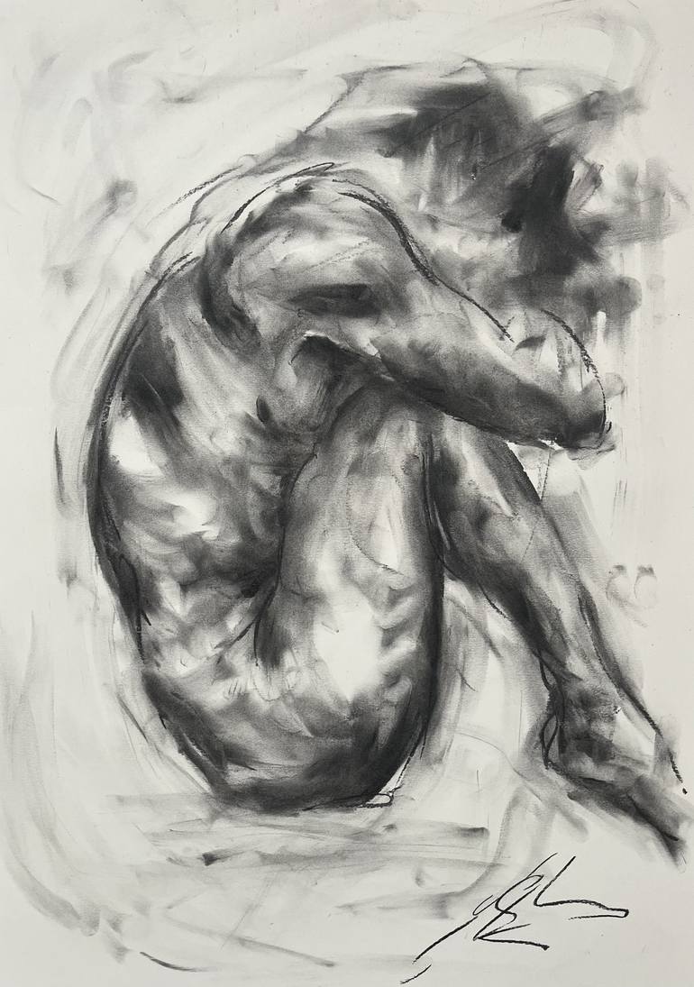 Original Impressionism Nude Drawings by James Shipton