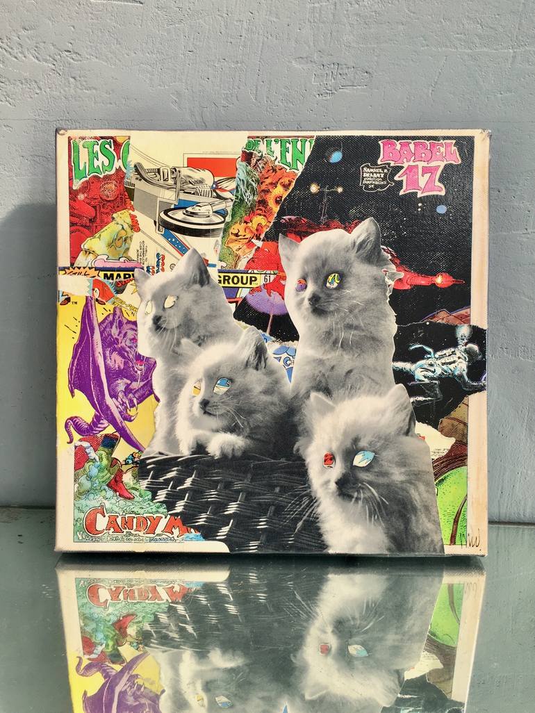 Original Dada Cats Collage by Marian Williams