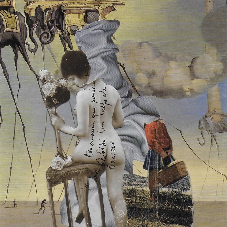Original Surrealism Nude Collage by Marian Williams