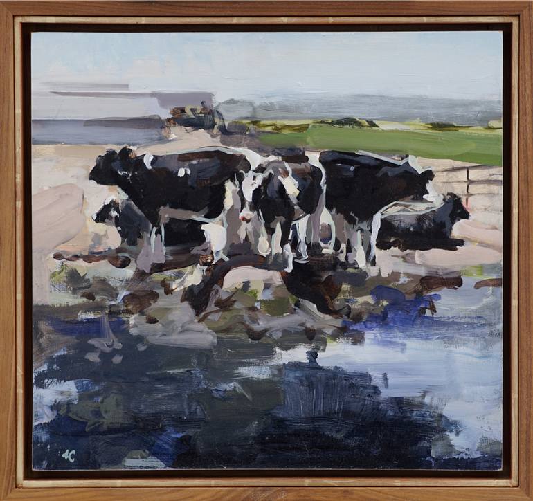 Original Cows Painting by Mark Crenshaw